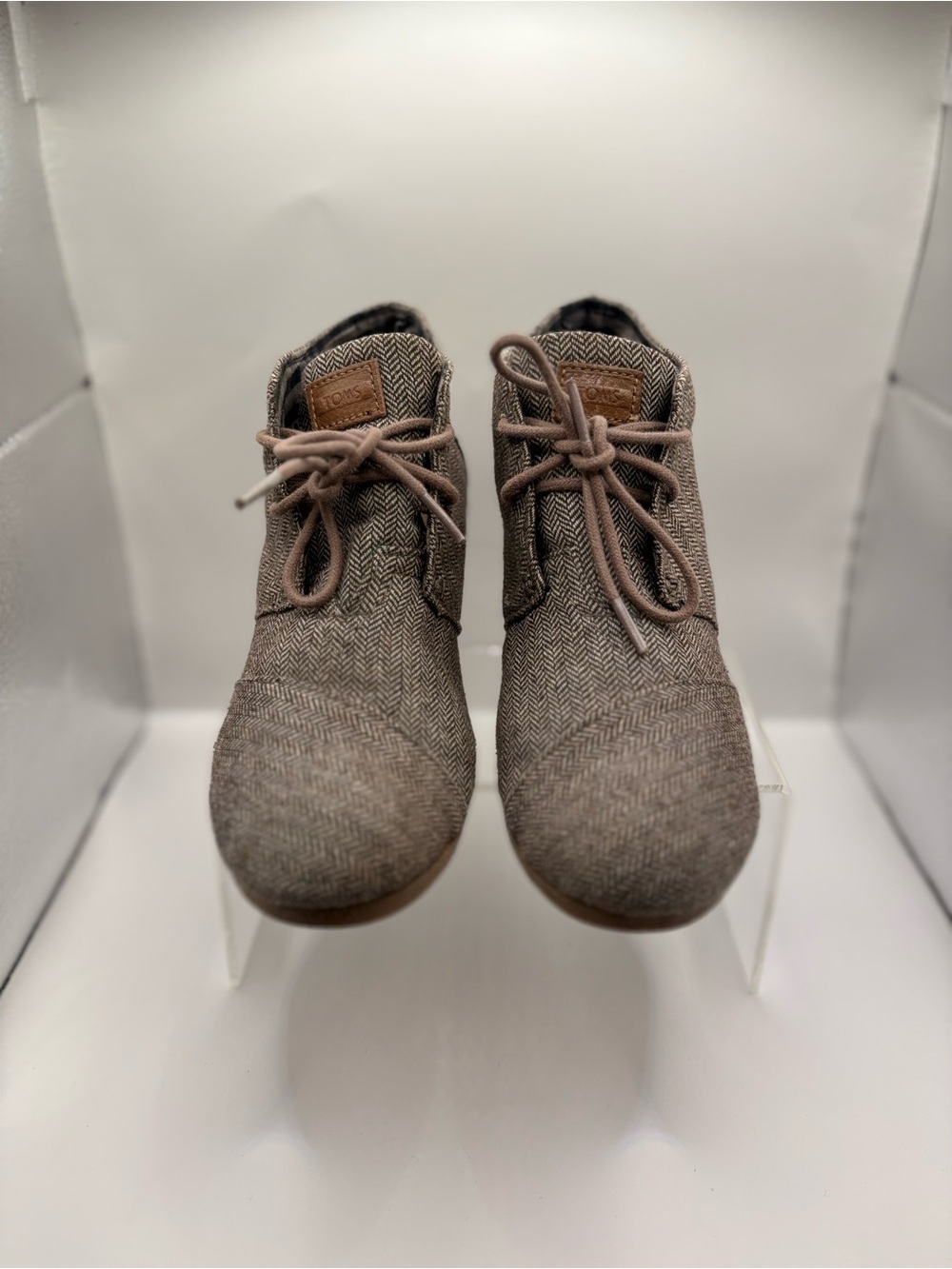 Toms Herringbone Lace-Up Ankle Boots - Taupe